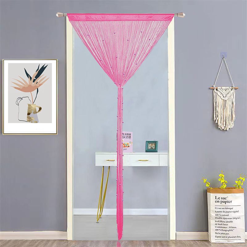 HSYLYM Beaded Curtain Beads Door String Curtains Ideal for Living Room Decor Wall Hanging Fringe Doorway Divider Bedroom Backdrop Hippie Window Closet Privacy Rod Pocket Dense (100x200cm,Pink) - Image 3